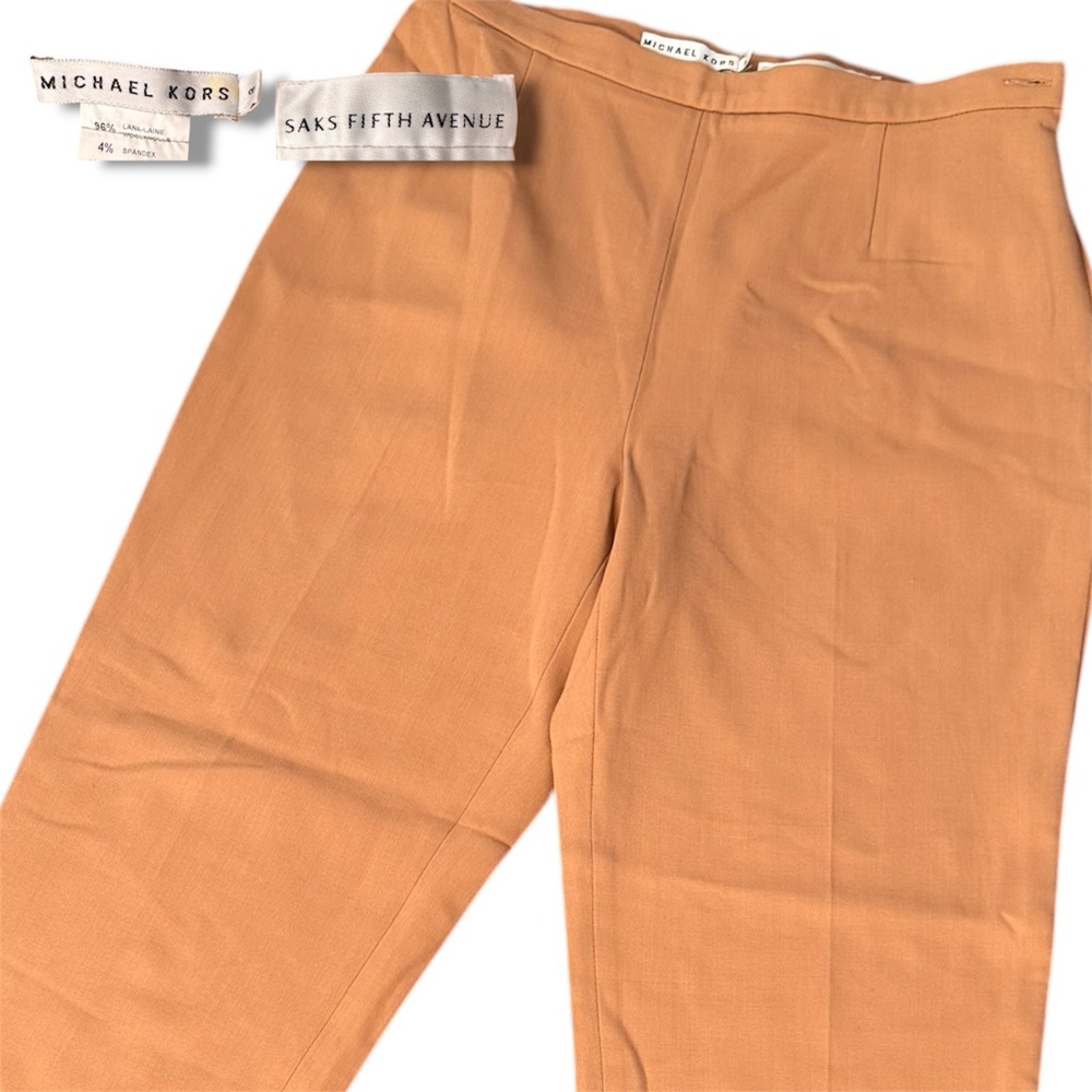 Michael Kors Saks Fifth Avenue Camel Wool Blend Trousers Size 8 Made in Italy